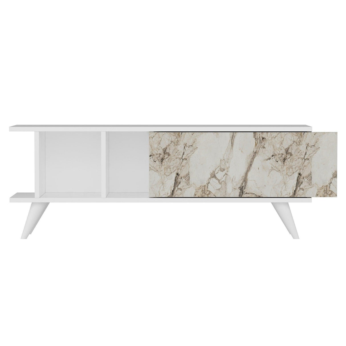 Comoda TV Liberty - White, Marble, Alb, 45x30x120 cm