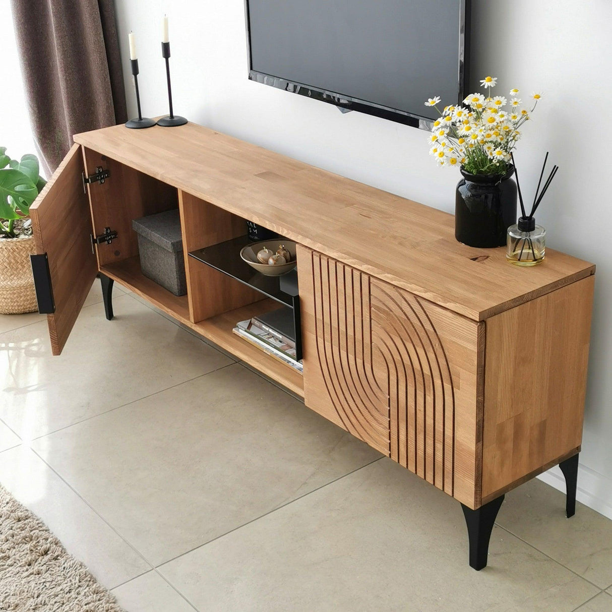 Comoda TV Lidya - Oak, Stejar, 40x30x150 cm