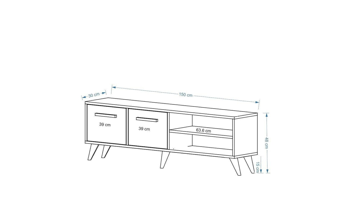 Comoda TV Noyan - White, Anthracite, Alb, 48x30x150 cm