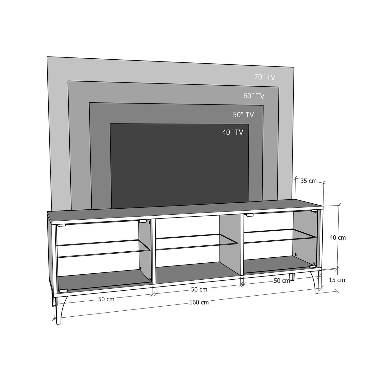 Comoda TV Olympos, Nuc, 35x55x160 cm