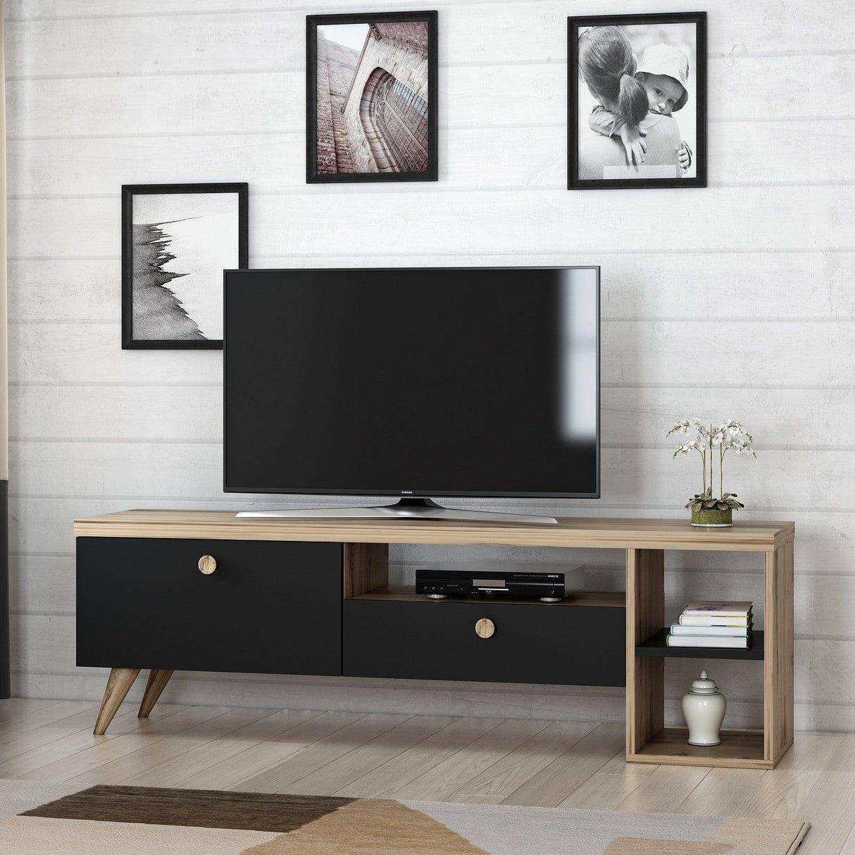 COMODA TV Parion - Black, Negru, 35x47x150 cm