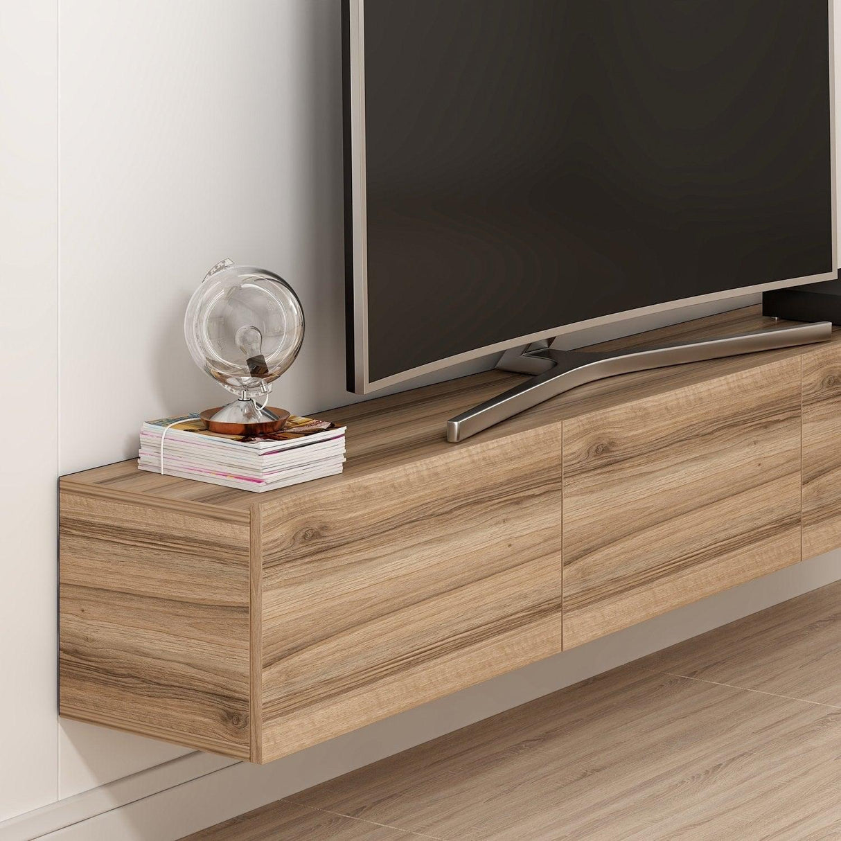 Comoda TV Rigel - Walnut, Nuc, 180x30x32 cm