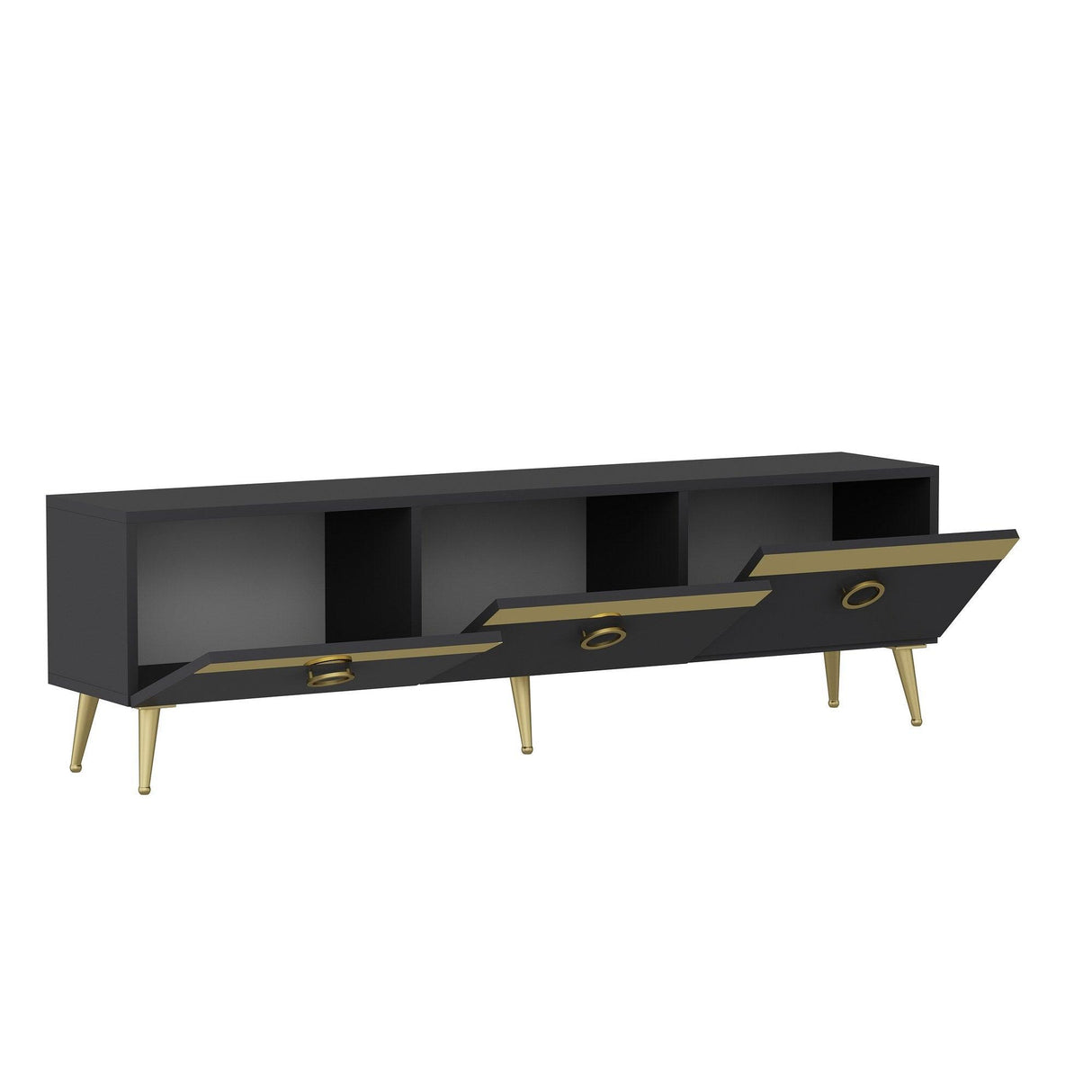 Comoda TV Safar - Anthracite, Gri, 45x30x150 cm