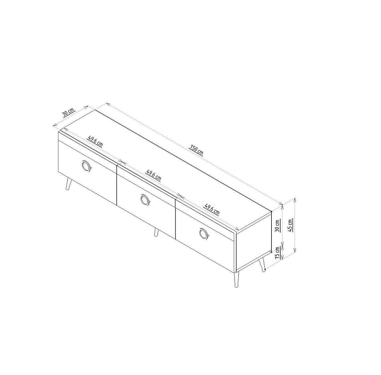 Comoda TV Safar - Anthracite, Gri, 45x30x150 cm