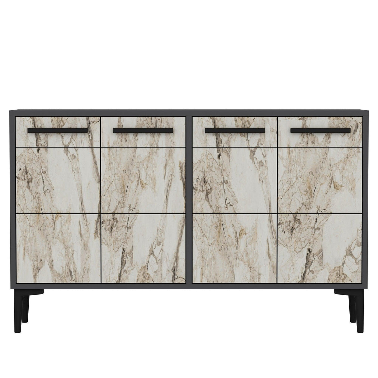 Comoda TV Stria - Anthracite, Marble, Gri, 75x30x120 cm