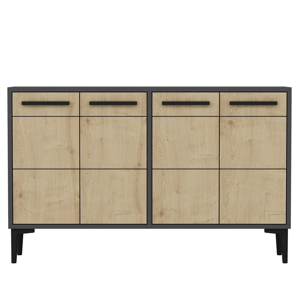 Comoda TV Stria - Anthracite, Sapphire Oak, Gri, 75x30x120 cm