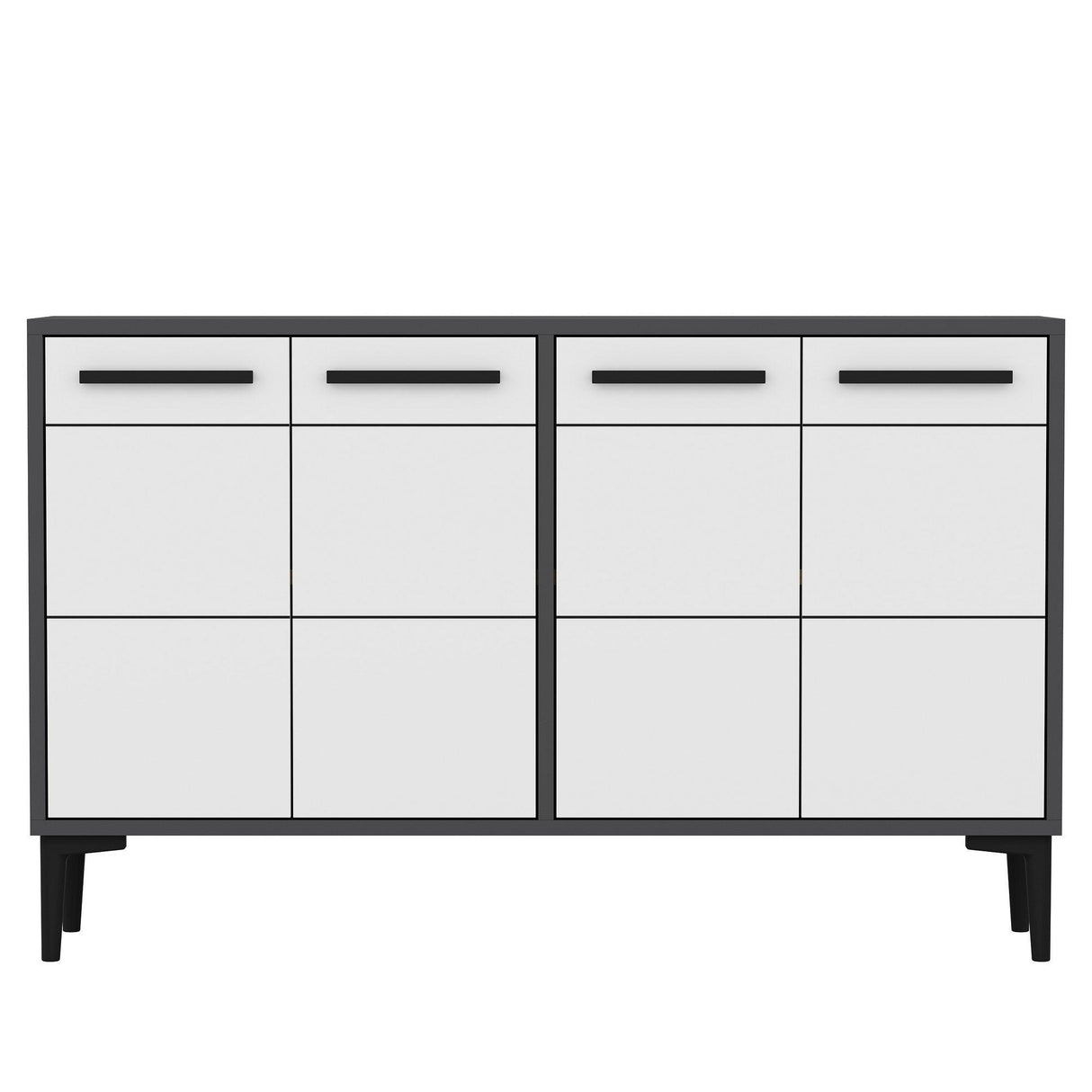 Comoda TV Stria - Anthracite, White, Gri, 75x30x120 cm