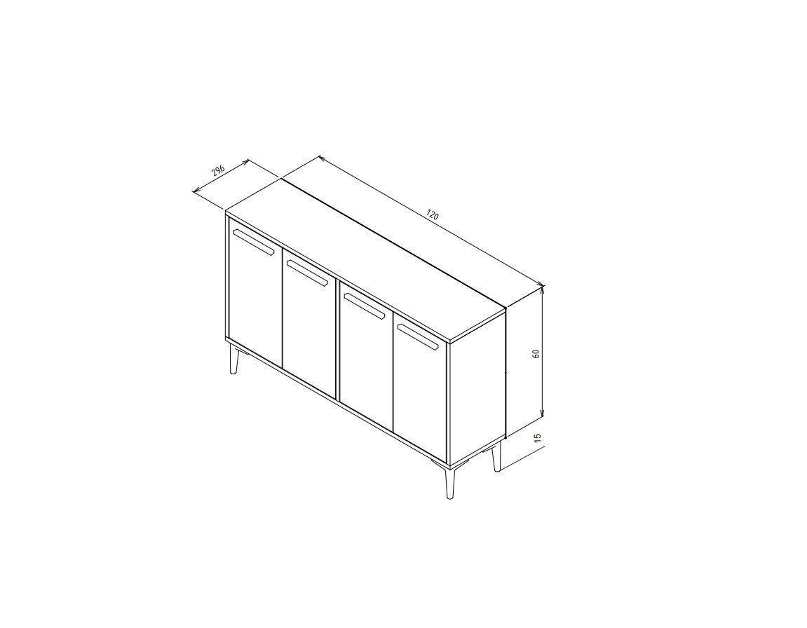 Comoda TV Stria - Anthracite, White, Gri, 75x30x120 cm