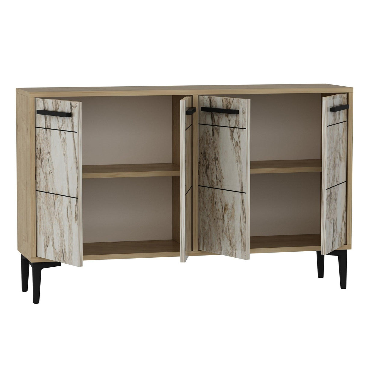 Comoda TV Stria - Sapphire Oak, Marble, Stejar, 75x30x120 cm