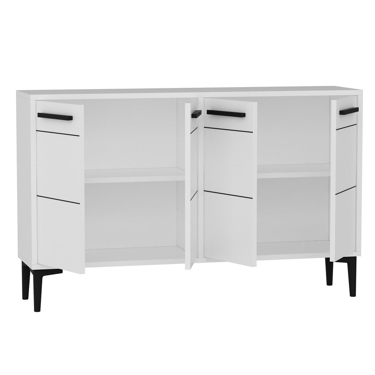 Comoda TV Stria - White, Alb, 75x30x120 cm