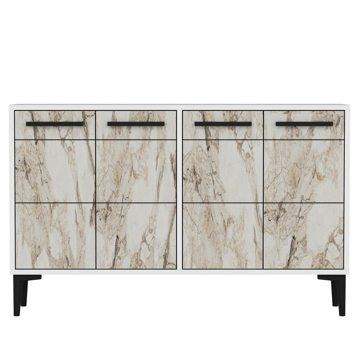 Comoda TV Stria - White, Marble, Alb, 75x30x120 cm