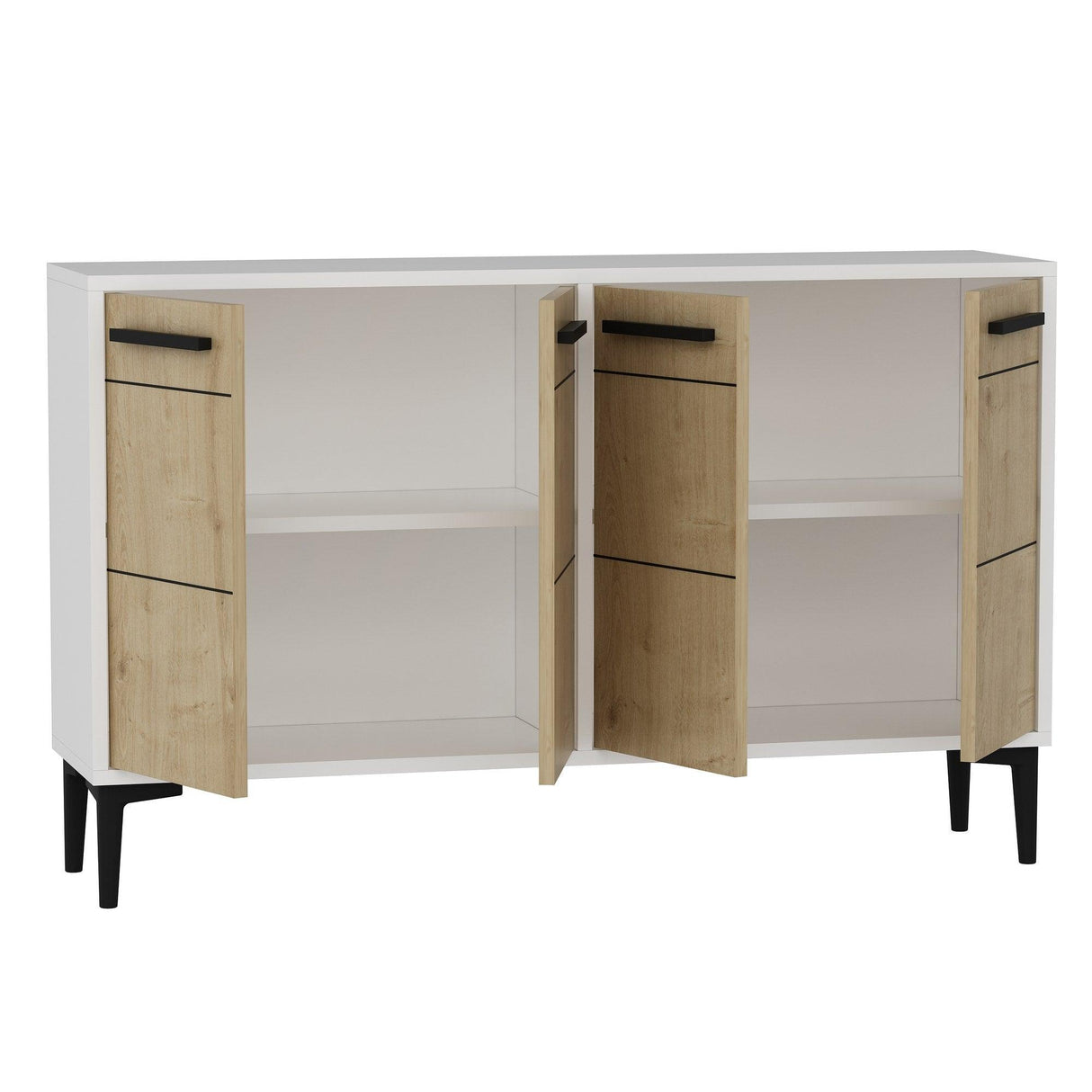 Comoda TV Stria - White ,Sapphire Oak, Alb, 75x30x120 cm