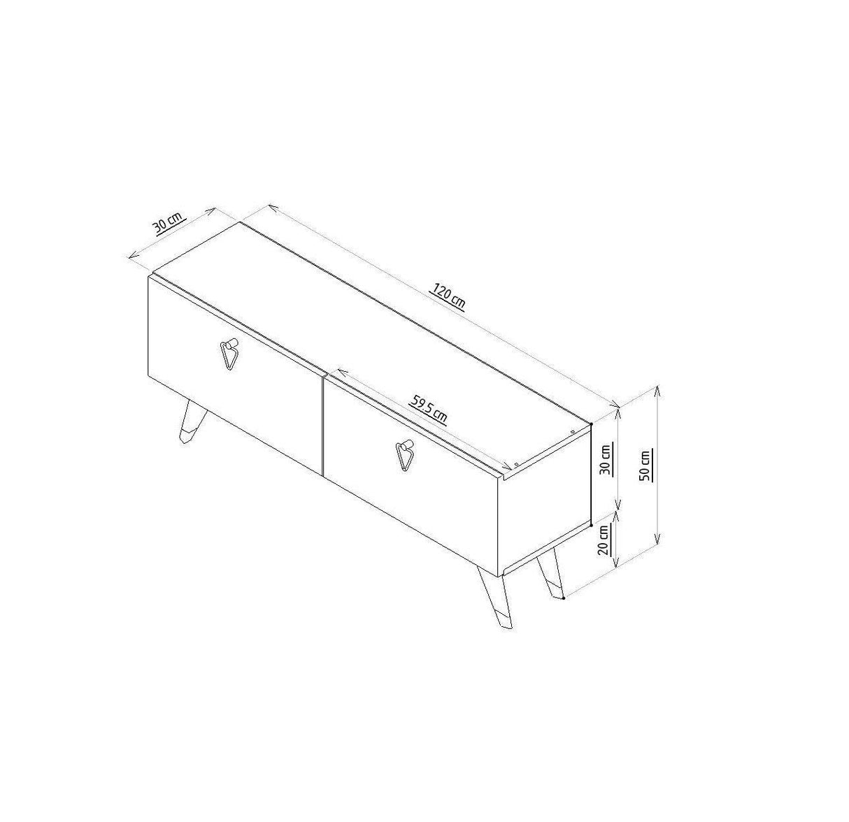 Comoda TV Tarab - Anthracite, Gri, 50x30x120 cm