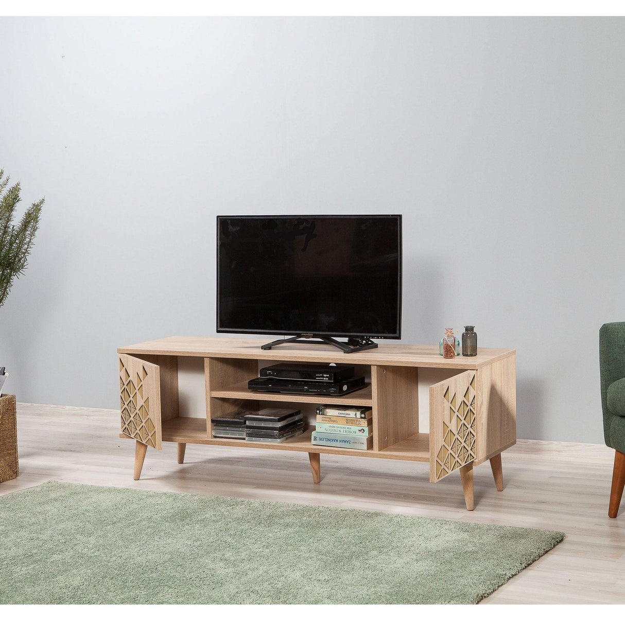 COMODA TV Truva -  TV Stand 1, Stejar Sonoma, 50x40x140 cm