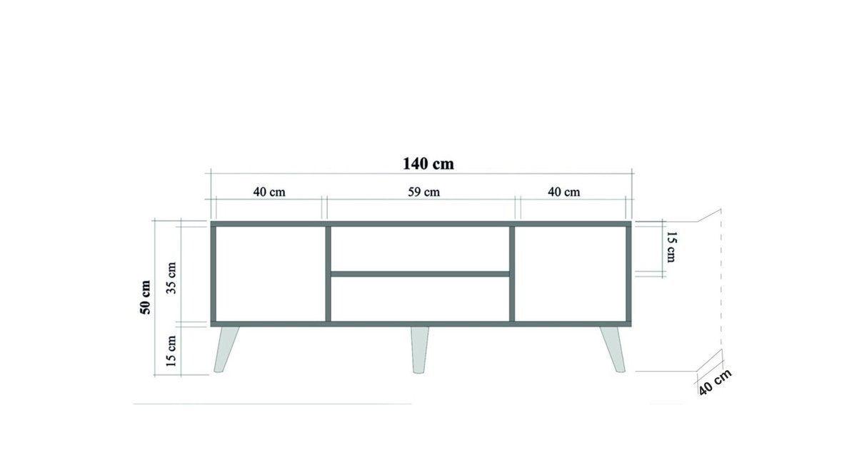 COMODA TV Truva -  TV Stand 1, Stejar Sonoma, 50x40x140 cm