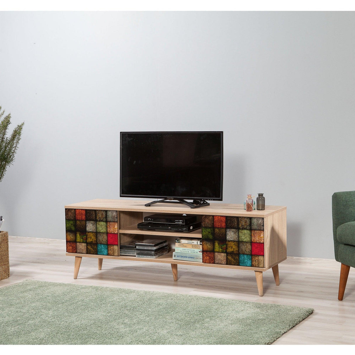 COMODA TV Truva -  TV Stand 15, Stejar Sonoma, 50x40x140 cm