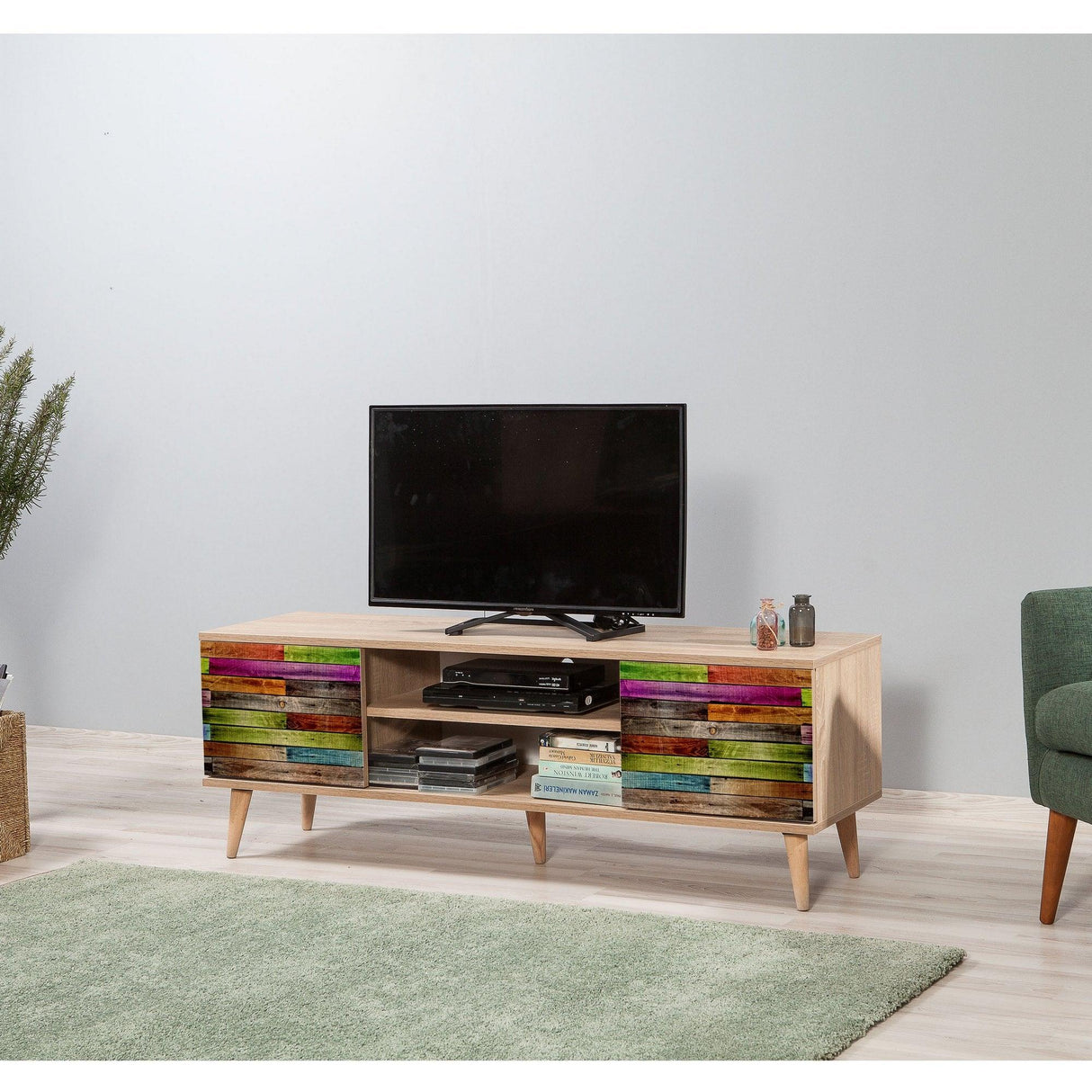 COMODA TV Truva -  TV Stand 3, Stejar Sonoma, 50x40x140 cm