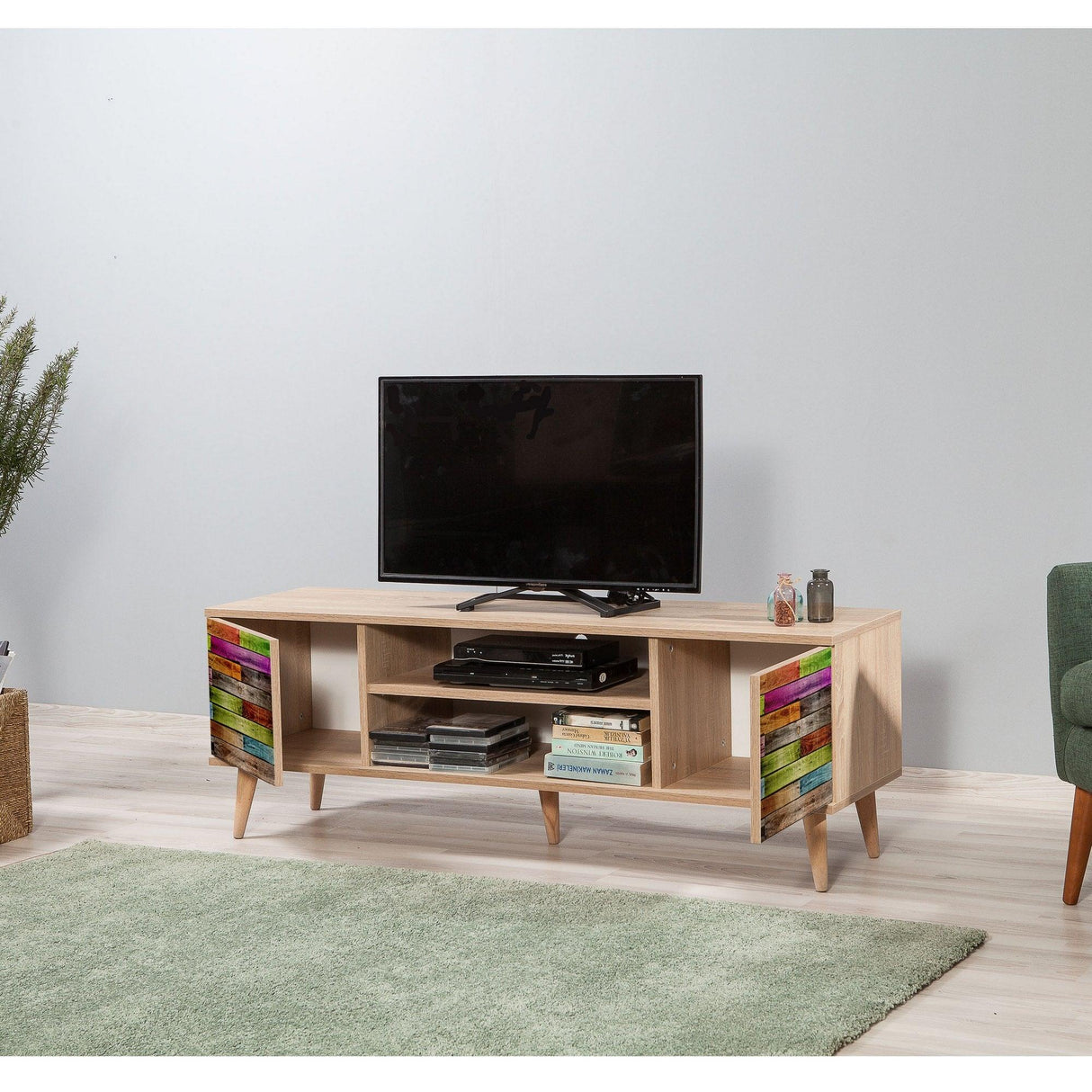 COMODA TV Truva -  TV Stand 3, Stejar Sonoma, 50x40x140 cm