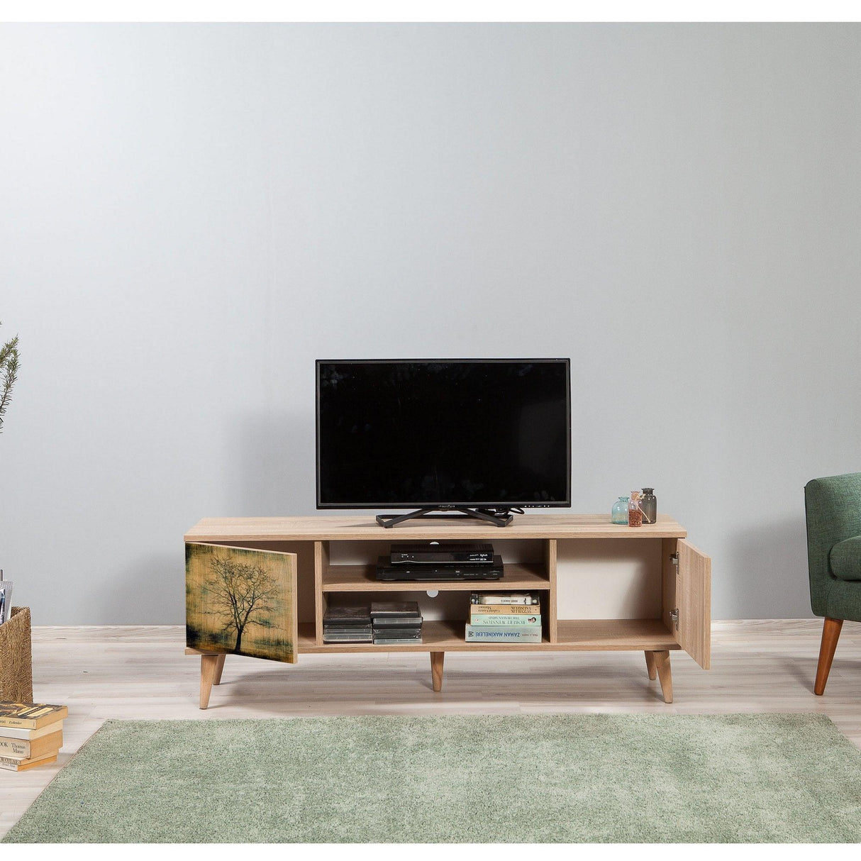 COMODA TV Truva -  TV Stand 6, Stejar Sonoma, 50x40x140 cm