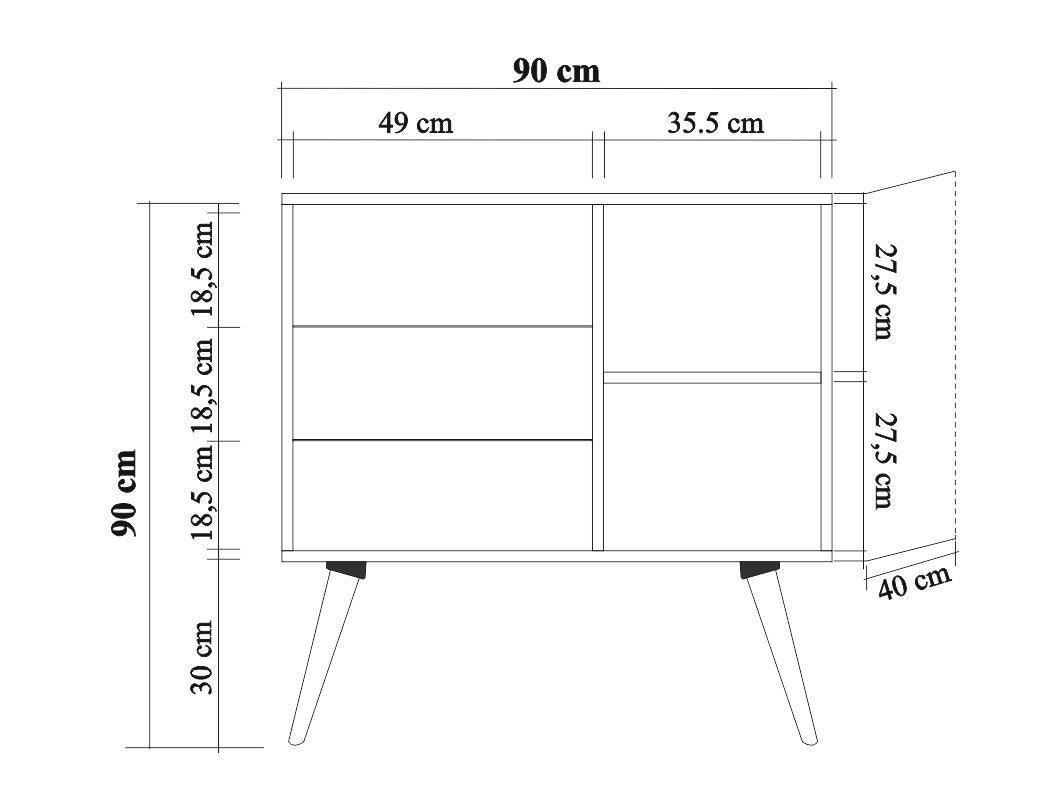 Comoda Verybox - Dresser 6, Stejar Sonoma, 90x40x90 cm
