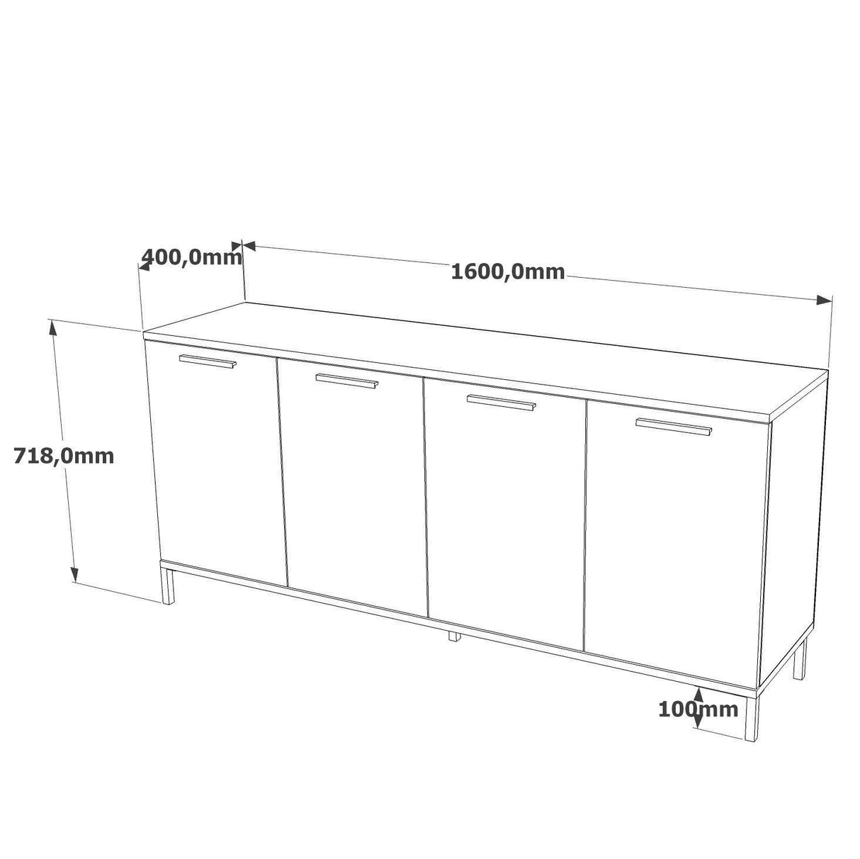 Consola Dining Elegan Handan, Gri - Stejar, 160 x 72 x 40 cm