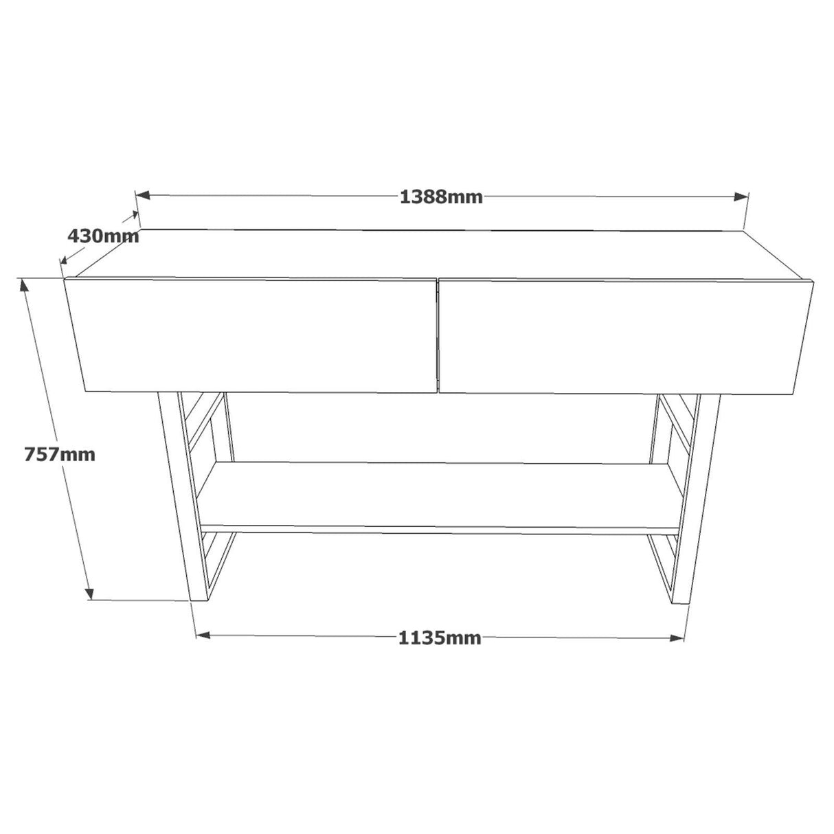 Consola Hol Lux  cu Oglinda, Stejar, 139 x 76 x 43 cm