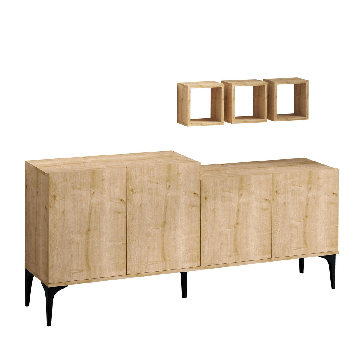 Consola Magne - Sapphire Oak cu 4 usi, Stejar, 180 x 85 x 40 cm