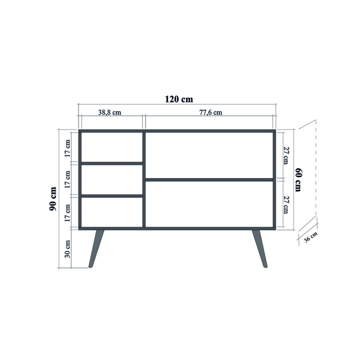 Consolă Mega -  Console 3, Stejar Sonoma, 90x60x120 cm