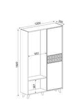 Cuier cu pantofar Marvin - Walnut, Garden, Nuc, 120x192x35 cm