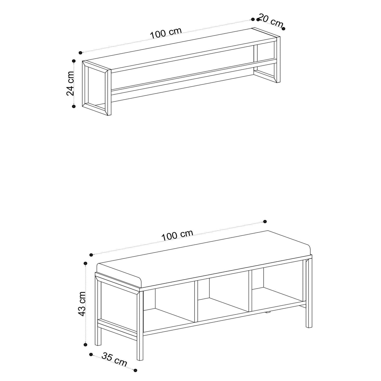 Cuier cu pantofar Shana cu taburet, Stejar, 100 x 43 x 35 cm