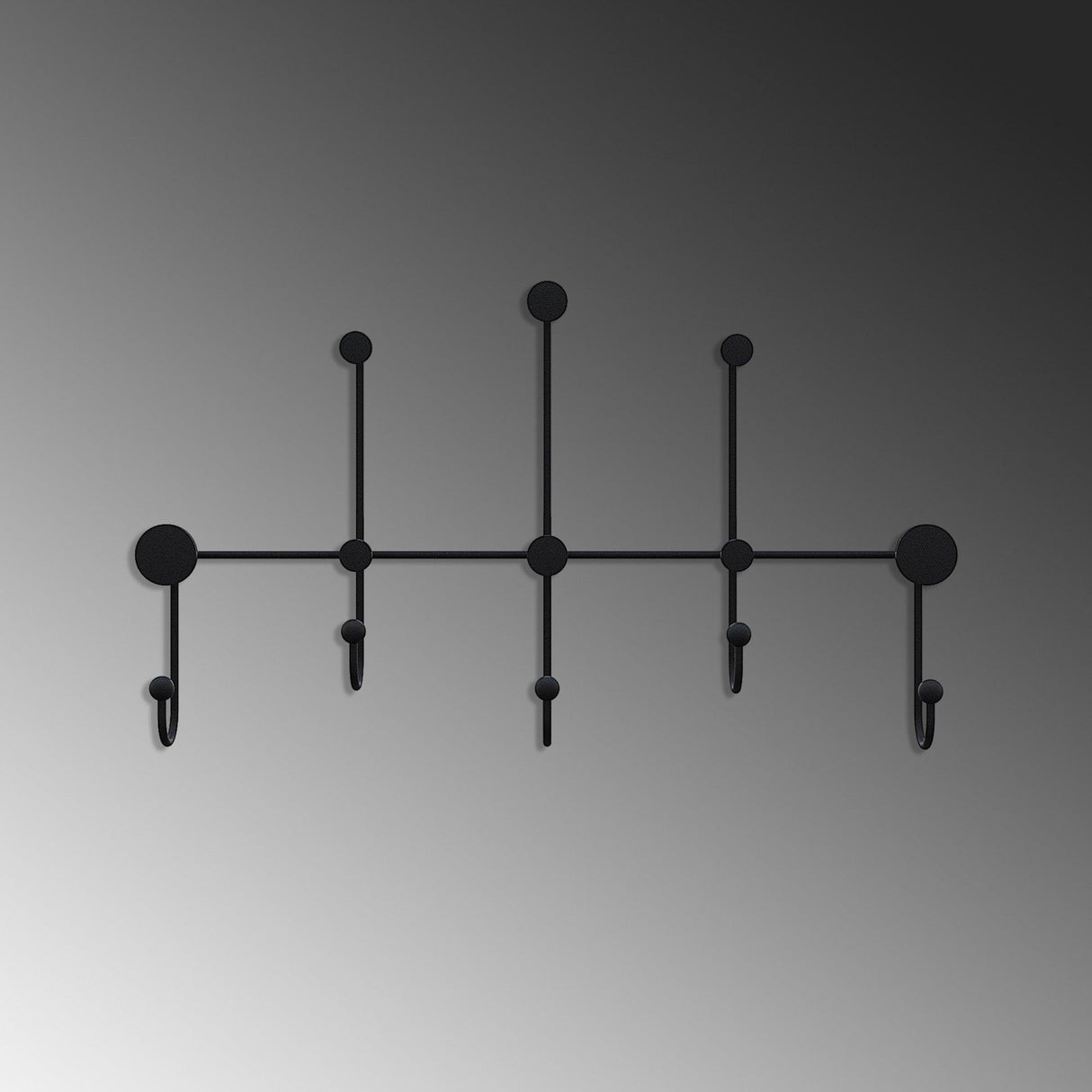 Cuier de hol metalic Metal Wall Hook Antonio 3, Negru, 80x45x10 cm