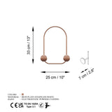 Cuier de hol metalic Metal Wall Hook Honey 4, Cupru, 25x7 cm