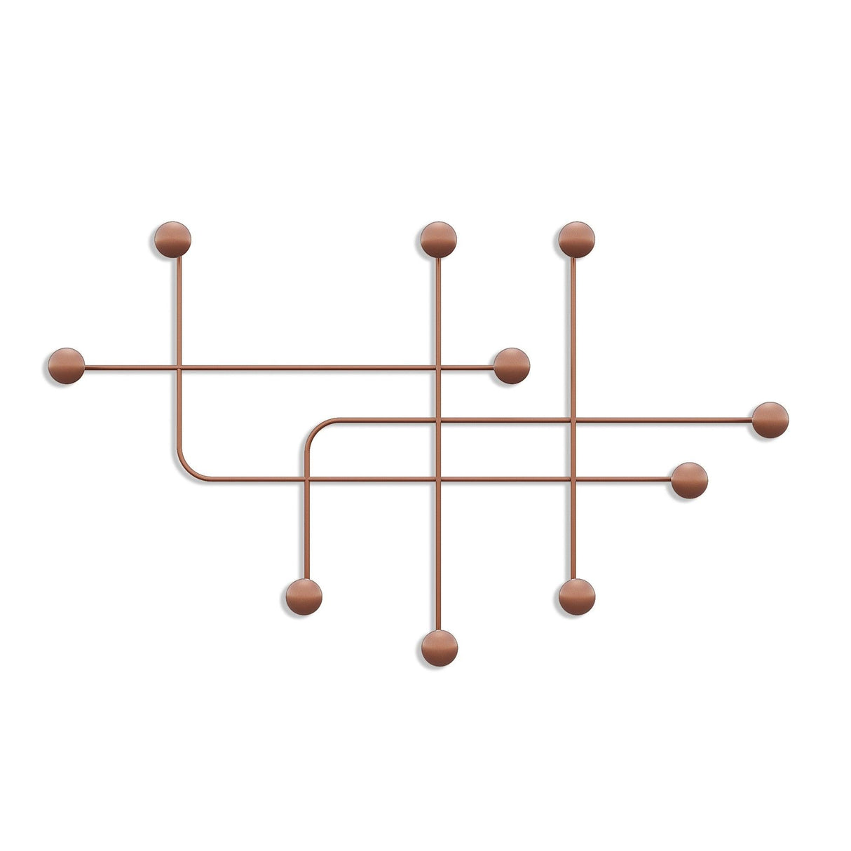 Cuier de hol metalic Metal Wall Hook Modern 3, Cupru, 107x64x10 cm