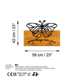 Decoratiune de perete lemn Butterfly 5, Nuc, 58x42x3 cm