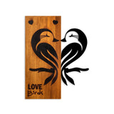 Decoratiune de perete lemn Love Birds 5, Nuc, 45x58x3 cm