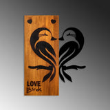 Decoratiune de perete lemn Love Birds 5, Nuc, 45x58x3 cm