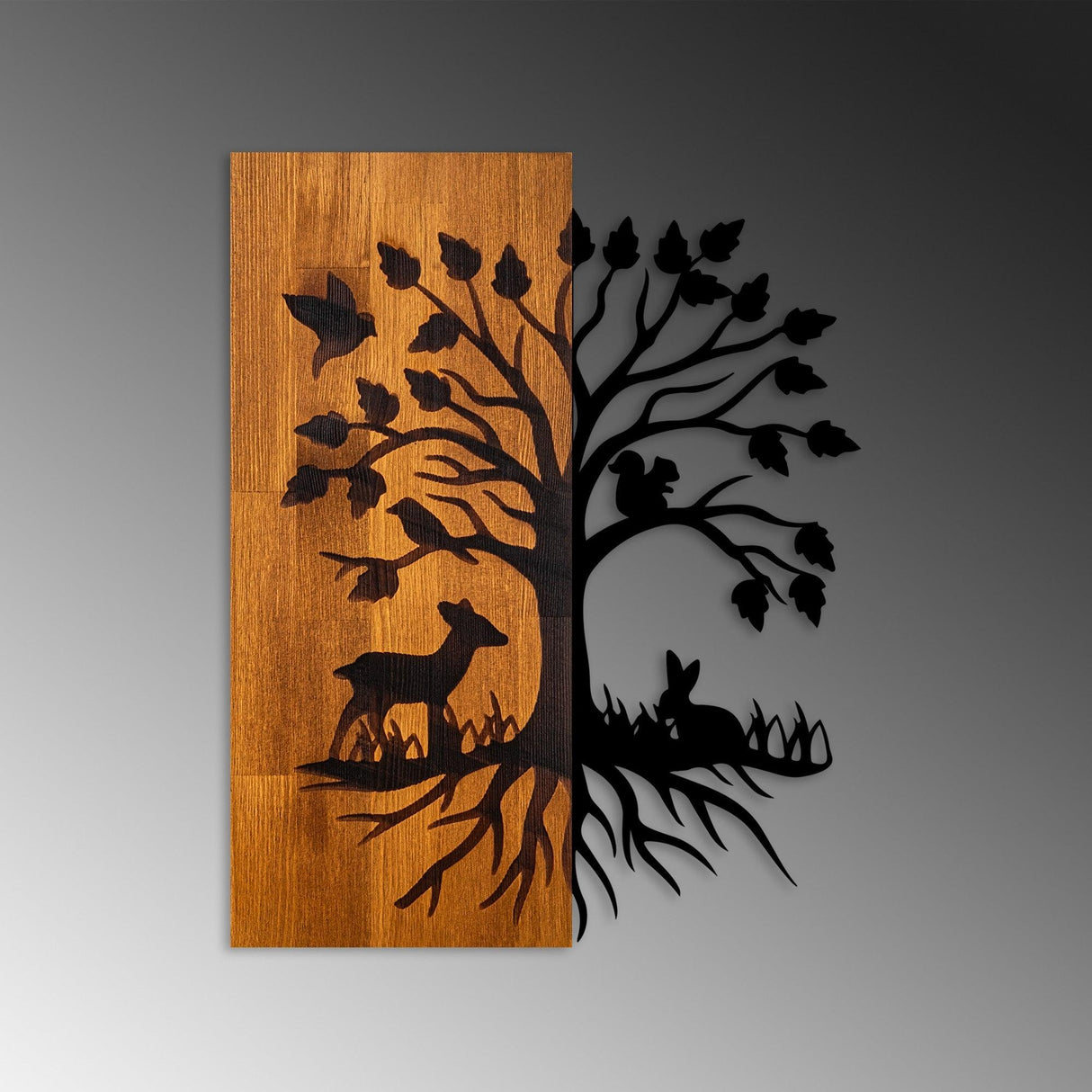 Decoratiune de perete lemn Nature, Nuc, 46x58x3 cm