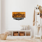 Decoratiune de perete lemn Welcome, Nuc, 58x36x3 cm