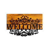 Decoratiune de perete lemn Welcome, Nuc, 58x36x3 cm