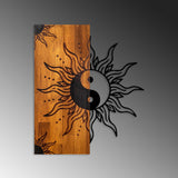 Decoratiune de perete lemn Yin Yang, Nuc, 50x58x3 cm