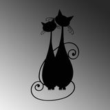 Decoratiune de perete Metal Cat 10, Negru, 30x60 cm