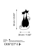 Decoratiune de perete Metal Cat 10, Negru, 30x60 cm