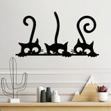 Decoratiune de perete Metal Cat 5, Negru, 60x33 cm