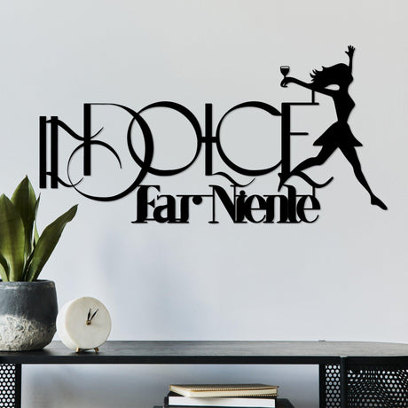 Decoratiune de perete Metal Dolce far Niente 1, Negru, 60x31 cm