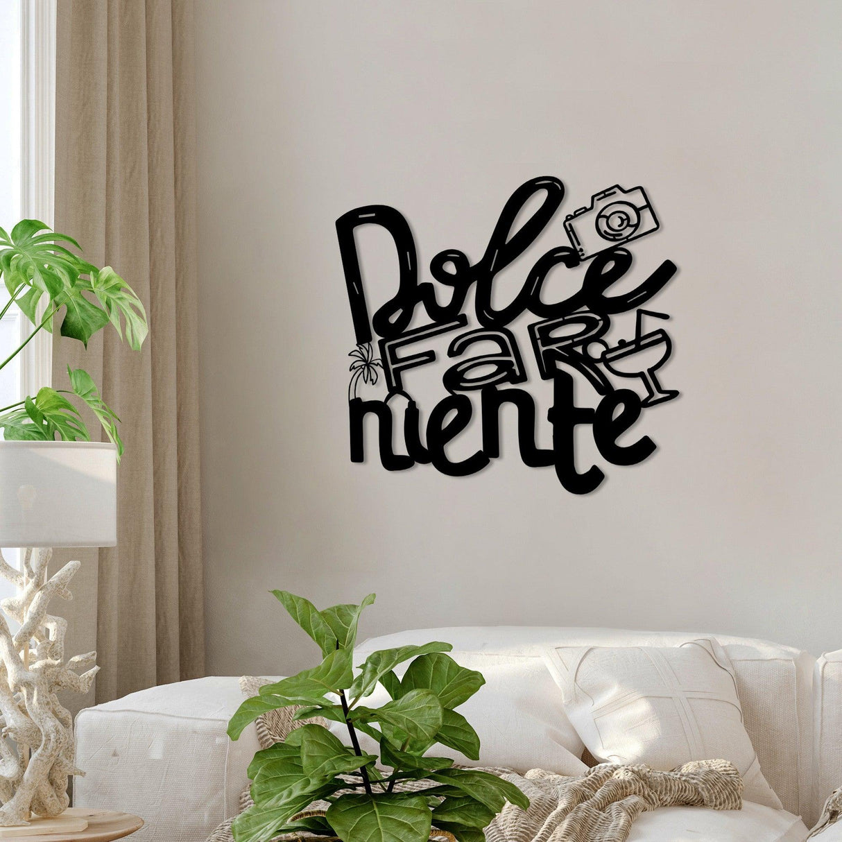 Decoratiune de perete Metal Dolce far Niente 2, Negru, 56x51 cm