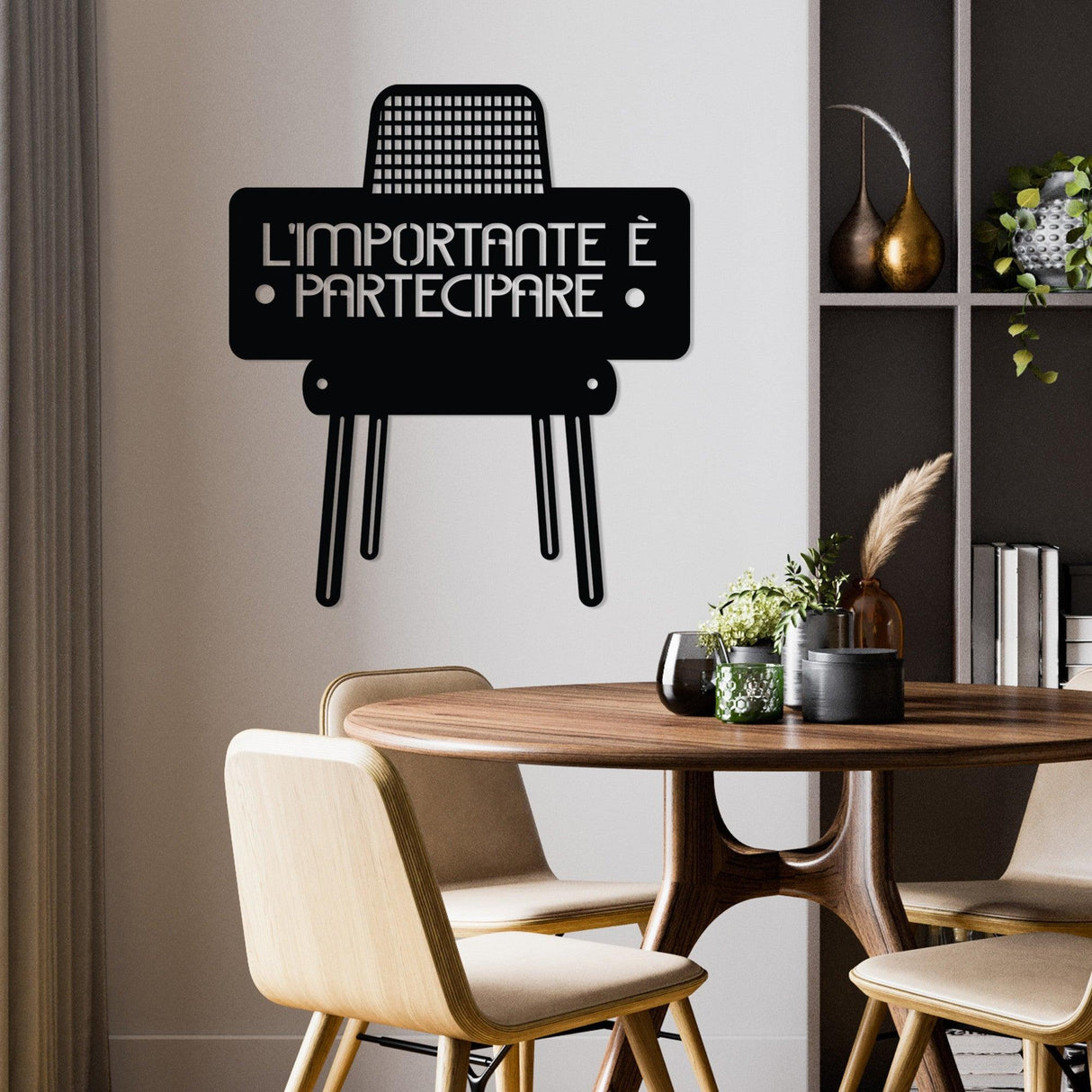 Decoratiune de perete Metal Limportante Partecipare 3, Negru, 50x56 cm