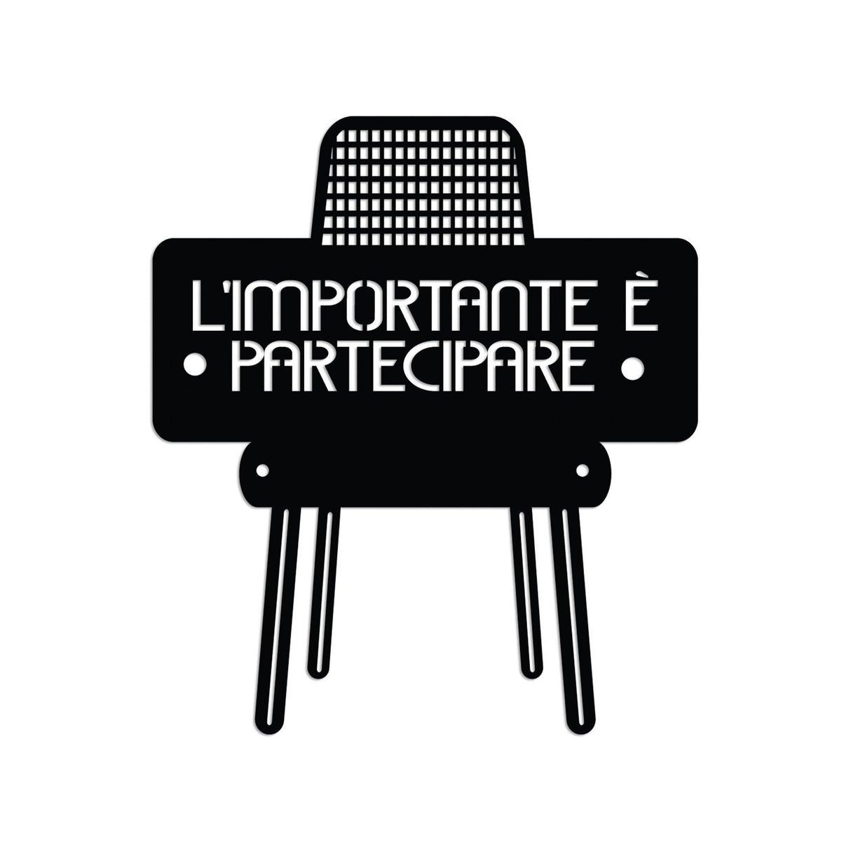 Decoratiune de perete Metal Limportante Partecipare 3, Negru, 50x56 cm