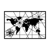 Decoratiune de perete Metal World Map 1, Negru, 74x49 cm