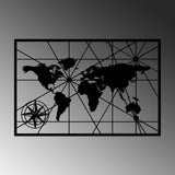 Decoratiune de perete Metal World Map 1, Negru, 74x49 cm