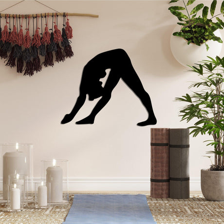 Decoratiune de perete Metal Yoga 14, Negru, 55x45 cm